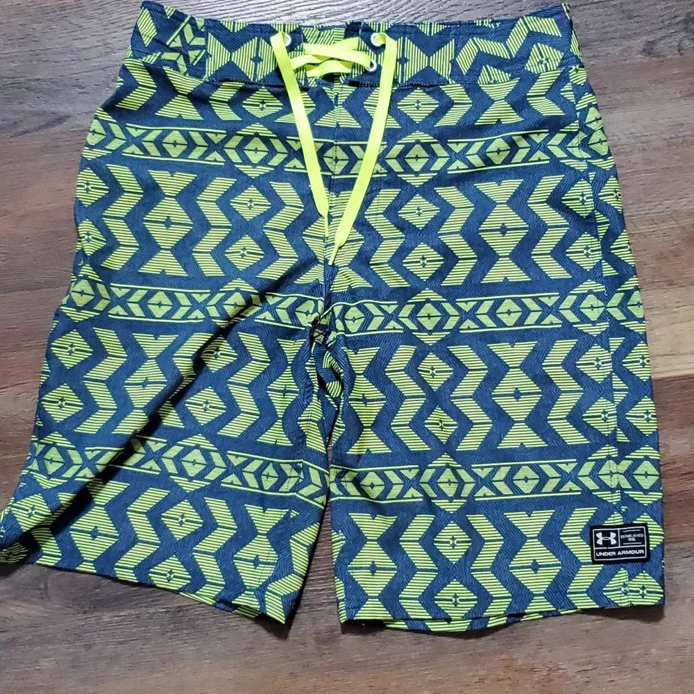 Under armour neon yellow and blue board shorts like new condition